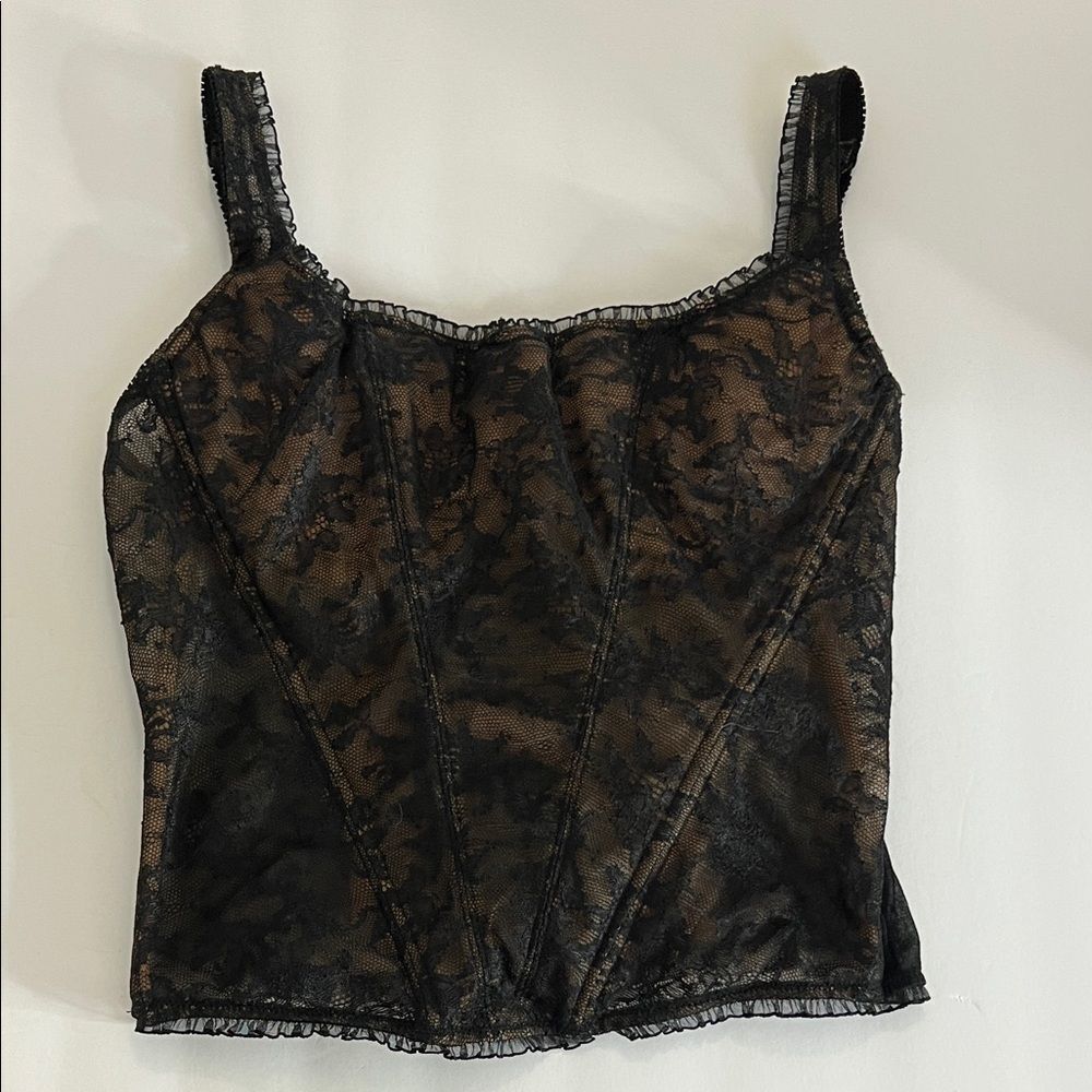 Vintage VS Victoria Secret Y2K goth lace corset Black Lace top 36C